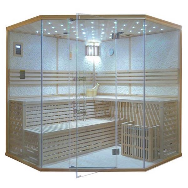 Traditional 5 Person Corner Sauna With Stone